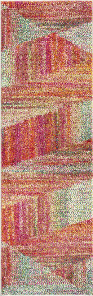 Multicolor 2' x 6' 1 Lyon Runner Area Rug Vivid Colorful Abstract Modern 100% Polypropylene Carpet for Living Room, Dining, Office for Sale at Rug Engine