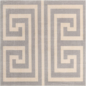 Gray 7' 10 x 7' 10 Athens Square Area Rug 100% Polypropylene With Cotton Backing Easy Clean Indoor Living Dining Room Bedroom Office Carpet for Sale at Rug Engine