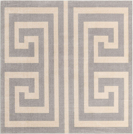 Gray 7' 10 x 7' 10 Athens Square Area Rug 100% Polypropylene With Cotton Backing Easy Clean Indoor Living Dining Room Bedroom Office Carpet for Sale at Rug Engine