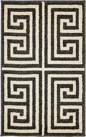 Black 2' x 3' 1 Athens Rectangle Area Rug 100% Polypropylene With Cotton Backing Easy Clean Indoor Living Dining Room Bedroom Office Carpet for Sale at Rug Engine