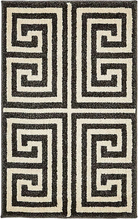 Black 2' x 3' 1 Athens Rectangle Area Rug 100% Polypropylene With Cotton Backing Easy Clean Indoor Living Dining Room Bedroom Office Carpet for Sale at Rug Engine