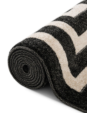 Black 2' 7 x 10' Athens Runner Area Rug 100% Polypropylene With Cotton Backing Easy Clean Indoor Living Dining Room Bedroom Office Carpet for Sale at Rug Engine