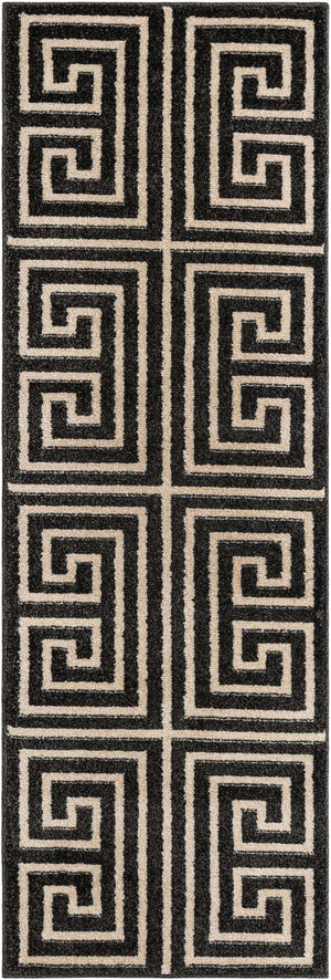 Black 2' x 6' 1 Athens Runner Area Rug 100% Polypropylene With Cotton Backing Easy Clean Indoor Living Dining Room Bedroom Office Carpet for Sale at Rug Engine