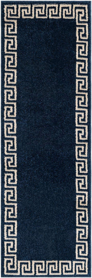 Navy Blue 2' x 6' 1 Athens Runner Area Rug 100% Polypropylene With Cotton Backing Easy Clean Indoor Living Dining Room Bedroom Office Carpet for Sale at Rug Engine