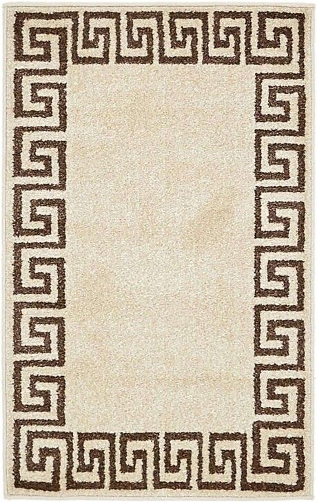 Beige and Brown 2' x 3' 1 Athens Rectangle Area Rug 100% Polypropylene With Cotton Backing Easy Clean Indoor Living Dining Room Bedroom Office Carpet for Sale at Rug Engine