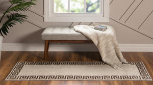 Beige and Brown 2' x 6' 1 Athens Runner Area Rug 100% Polypropylene With Cotton Backing Easy Clean Indoor Living Dining Room Bedroom Office Carpet for Sale at Rug Engine