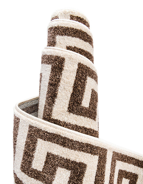 Beige and Brown 2' x 6' 1 Athens Runner Area Rug 100% Polypropylene With Cotton Backing Easy Clean Indoor Living Dining Room Bedroom Office Carpet for Sale at Rug Engine