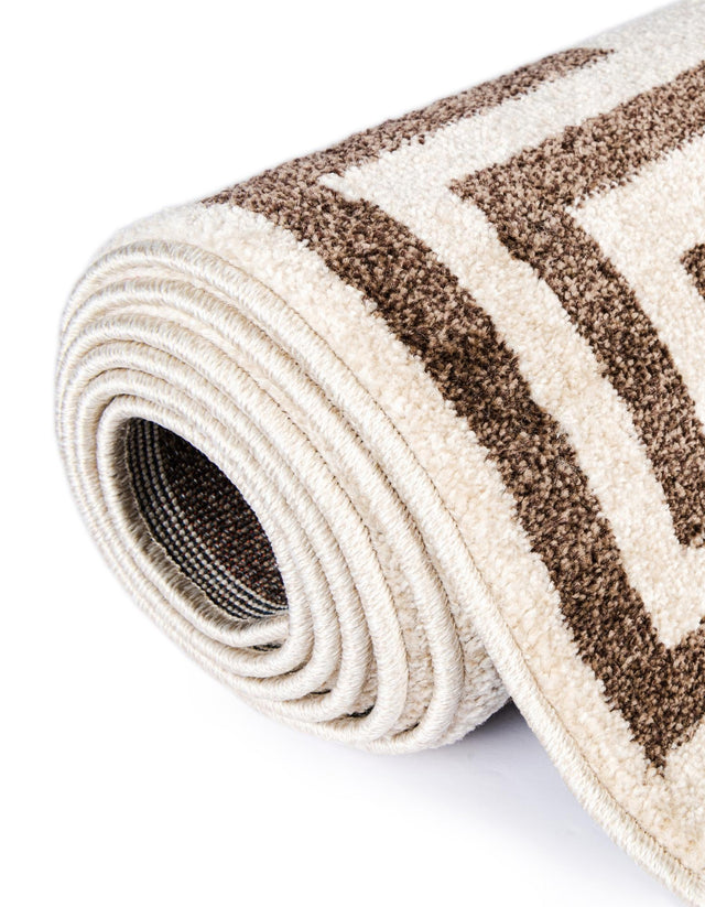 Beige and Brown 2' x 6' 1 Athens Runner Area Rug 100% Polypropylene With Cotton Backing Easy Clean Indoor Living Dining Room Bedroom Office Carpet for Sale at Rug Engine