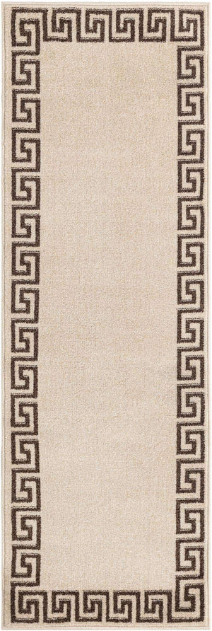 Beige and Brown 2' x 6' 1 Athens Runner Area Rug 100% Polypropylene With Cotton Backing Easy Clean Indoor Living Dining Room Bedroom Office Carpet for Sale at Rug Engine