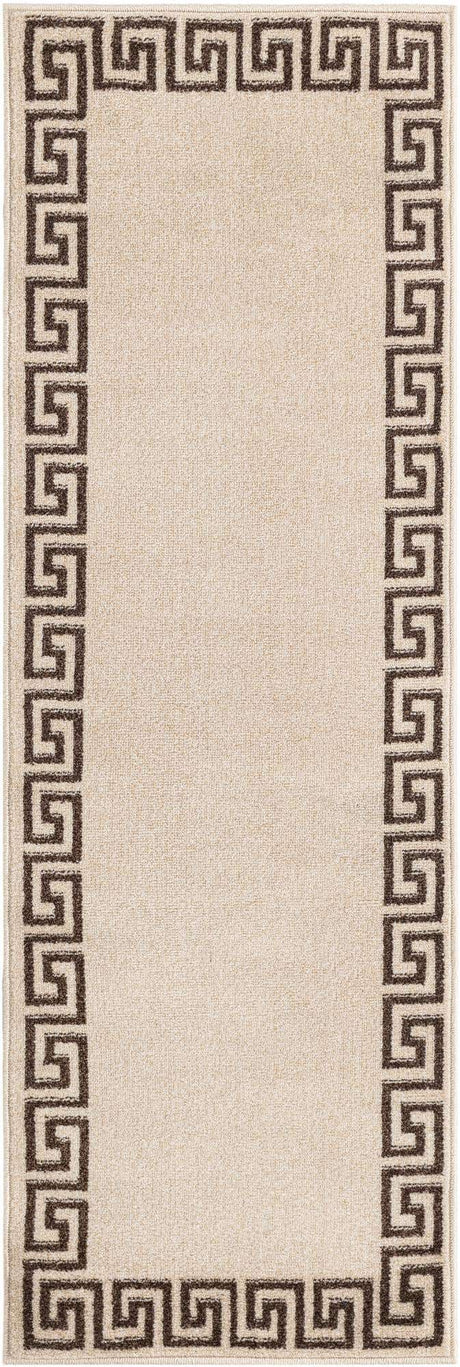 Beige and Brown 2' x 6' 1 Athens Runner Area Rug 100% Polypropylene With Cotton Backing Easy Clean Indoor Living Dining Room Bedroom Office Carpet for Sale at Rug Engine