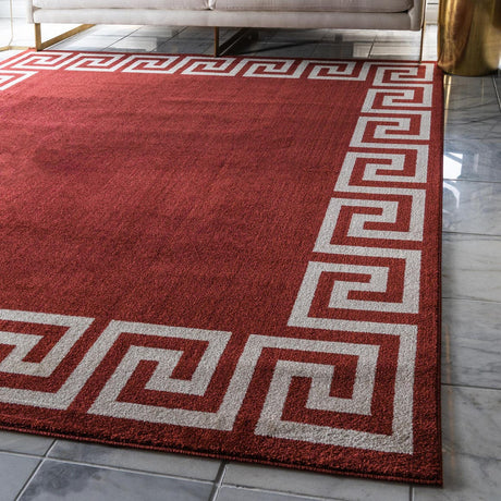 Terracotta 7' 10 x 7' 10 Athens Square Area Rug 100% Polypropylene With Cotton Backing Easy Clean Indoor Living Dining Room Bedroom Office Carpet for Sale at Rug Engine