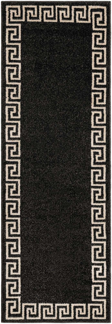Charcoal 2' x 6' 1 Athens Runner Area Rug 100% Polypropylene With Cotton Backing Easy Clean Indoor Living Dining Room Bedroom Office Carpet for Sale at Rug Engine