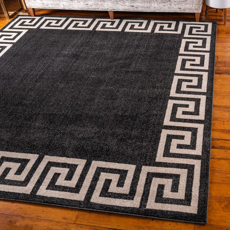 Charcoal 7' 10 x 7' 10 Athens Square Area Rug 100% Polypropylene With Cotton Backing Easy Clean Indoor Living Dining Room Bedroom Office Carpet for Sale at Rug Engine
