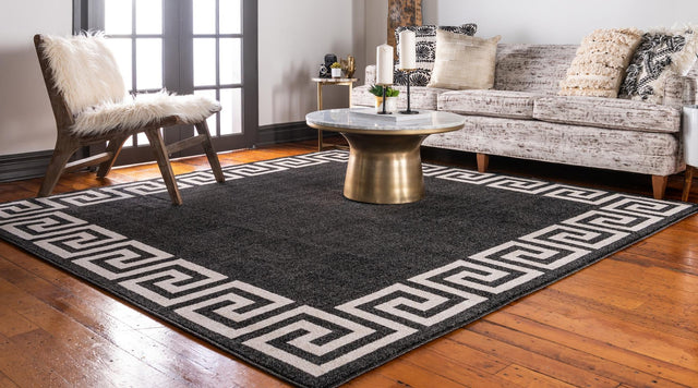 Charcoal 7' 10 x 7' 10 Athens Square Area Rug 100% Polypropylene With Cotton Backing Easy Clean Indoor Living Dining Room Bedroom Office Carpet for Sale at Rug Engine