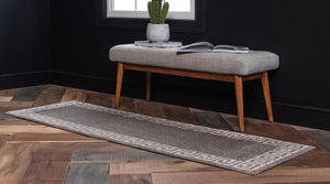 Gray 2' 7 x 10' Athens Runner Area Rug 100% Polypropylene With Cotton Backing Easy Clean Indoor Living Dining Room Bedroom Office Carpet for Sale at Rug Engine