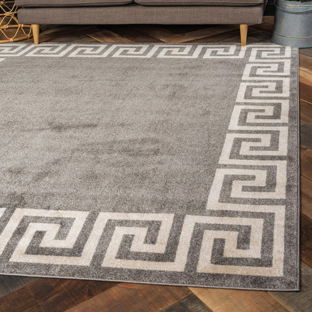 Gray 7' 10 x 7' 10 Athens Square Area Rug 100% Polypropylene With Cotton Backing Easy Clean Indoor Living Dining Room Bedroom Office Carpet for Sale at Rug Engine
