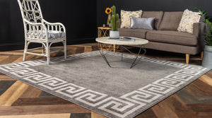 Gray 7' 10 x 7' 10 Athens Square Area Rug 100% Polypropylene With Cotton Backing Easy Clean Indoor Living Dining Room Bedroom Office Carpet for Sale at Rug Engine