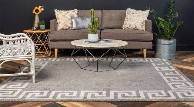 Gray 7' 10 x 7' 10 Athens Square Area Rug 100% Polypropylene With Cotton Backing Easy Clean Indoor Living Dining Room Bedroom Office Carpet for Sale at Rug Engine