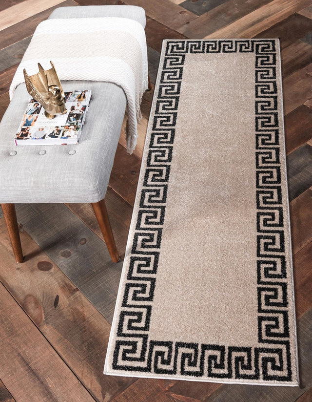Beige and Gray 3' x 10' Athens Runner Rug