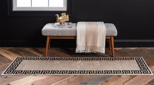 Beige and Gray 3' x 10' Athens Runner Rug