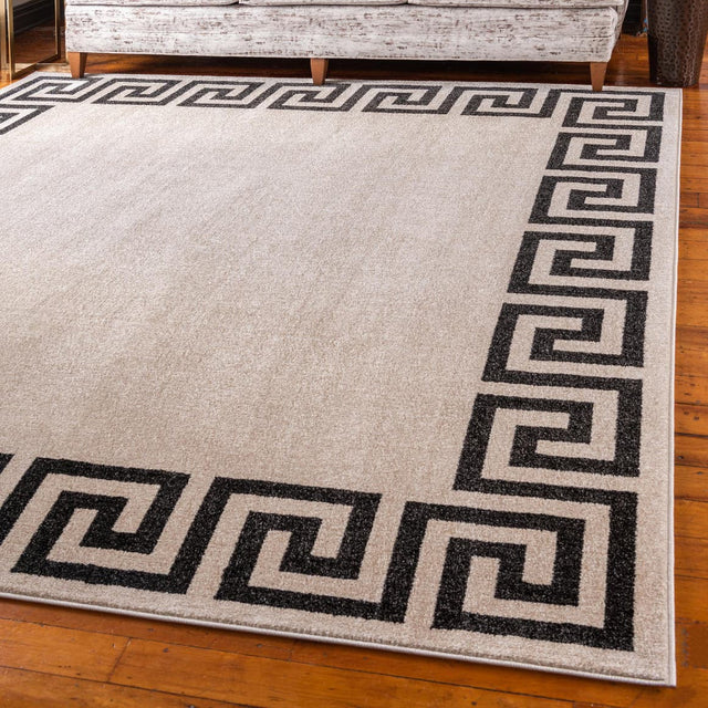 Beige and Gray 7' 10 x 7' 10 Athens Square Area Rug 100% Polypropylene With Cotton Backing Easy Clean Indoor Living Dining Room Bedroom Office Carpet for Sale at Rug Engine