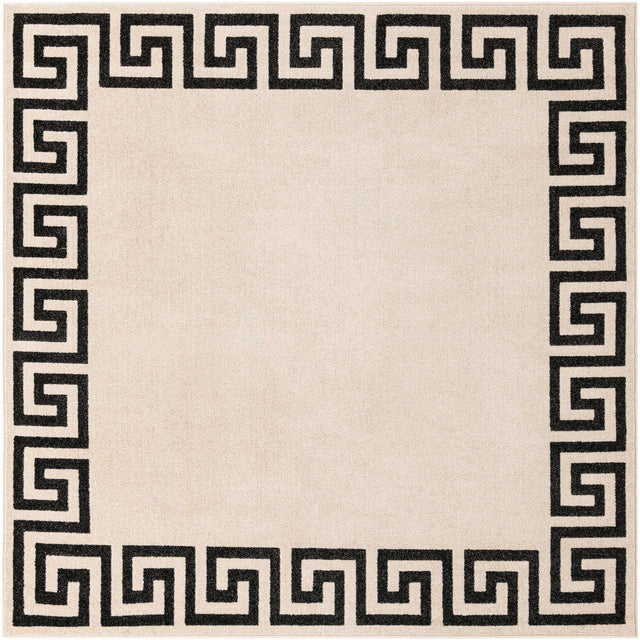 Beige and Gray 7' 10 x 7' 10 Athens Square Area Rug 100% Polypropylene With Cotton Backing Easy Clean Indoor Living Dining Room Bedroom Office Carpet for Sale at Rug Engine