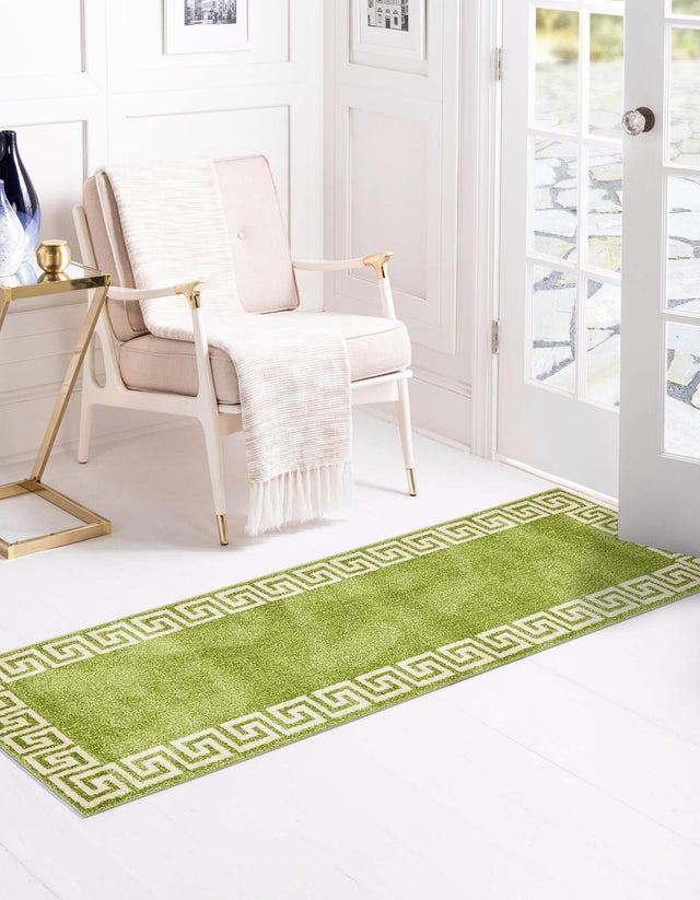 Light Green 2' 7 x 10' Athens Runner Area Rug 100% Polypropylene With Cotton Backing Easy Clean Indoor Living Dining Room Bedroom Office Carpet for Sale at Rug Engine