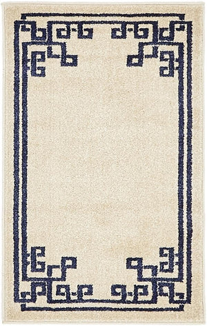 Beige and Blue 2' x 3' 1 Athens Rectangle Area Rug 100% Polypropylene With Cotton Backing Easy Clean Indoor Living Dining Room Bedroom Office Carpet for Sale at Rug Engine