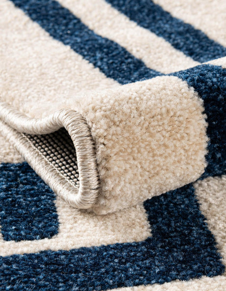 Beige and Blue 8' x 8' Athens Square Area Rug 100% Polypropylene With Cotton Backing Easy Clean Indoor Living Dining Room Bedroom Office Carpet for Sale at Rug Engine