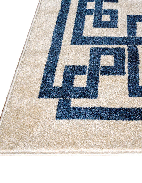 Beige and Blue 8' x 8' Athens Square Area Rug 100% Polypropylene With Cotton Backing Easy Clean Indoor Living Dining Room Bedroom Office Carpet for Sale at Rug Engine
