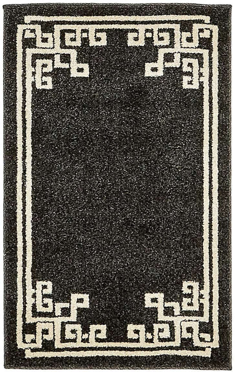 Black 2' x 3' 1 Athens Rectangle Area Rug 100% Polypropylene With Cotton Backing Easy Clean Indoor Living Dining Room Bedroom Office Carpet for Sale at Rug Engine