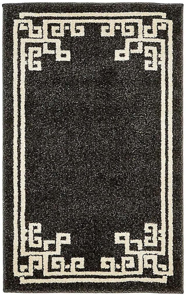 Black 2' x 3' 1 Athens Rectangle Area Rug 100% Polypropylene With Cotton Backing Easy Clean Indoor Living Dining Room Bedroom Office Carpet for Sale at Rug Engine