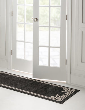 Black 2' x 6' 1 Athens Runner Area Rug 100% Polypropylene With Cotton Backing Easy Clean Indoor Living Dining Room Bedroom Office Carpet for Sale at Rug Engine