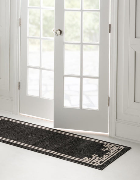 Black 2' x 6' 1 Athens Runner Area Rug 100% Polypropylene With Cotton Backing Easy Clean Indoor Living Dining Room Bedroom Office Carpet for Sale at Rug Engine