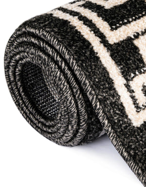 Black 2' x 6' 1 Athens Runner Area Rug 100% Polypropylene With Cotton Backing Easy Clean Indoor Living Dining Room Bedroom Office Carpet for Sale at Rug Engine