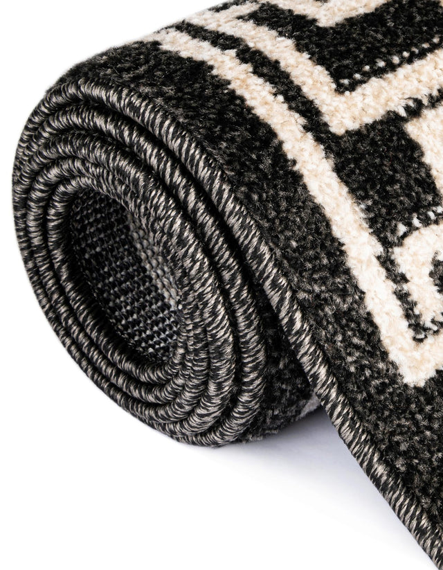 Black 2' x 6' 1 Athens Runner Area Rug 100% Polypropylene With Cotton Backing Easy Clean Indoor Living Dining Room Bedroom Office Carpet for Sale at Rug Engine