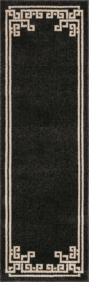 Black 2' x 6' 1 Athens Runner Area Rug 100% Polypropylene With Cotton Backing Easy Clean Indoor Living Dining Room Bedroom Office Carpet for Sale at Rug Engine