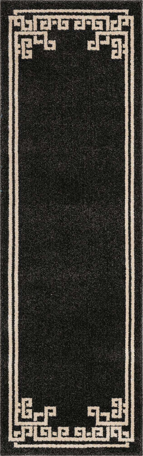 Black 2' x 6' 1 Athens Runner Area Rug 100% Polypropylene With Cotton Backing Easy Clean Indoor Living Dining Room Bedroom Office Carpet for Sale at Rug Engine