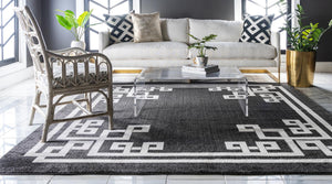 Black 7' 10 x 7' 10 Athens Square Area Rug 100% Polypropylene With Cotton Backing Easy Clean Indoor Living Dining Room Bedroom Office Carpet for Sale at Rug Engine