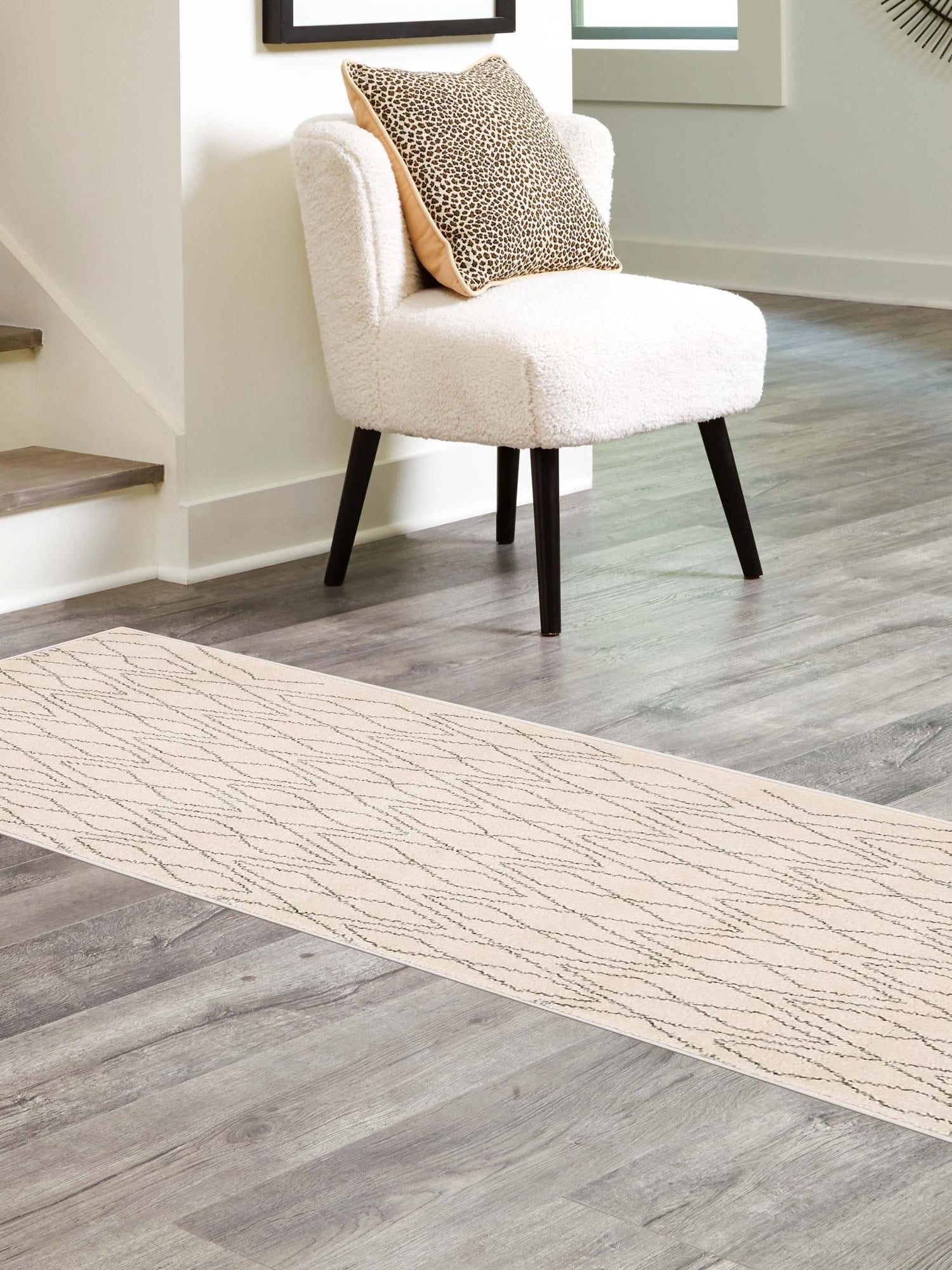 Ivory 2' 7 x 10' Fez Runner Area Rug Geometric 100% Polypropylene Easy Clean Stain Resistant Carpet for Living, Dining, Office, Dorms for Sale at Rug Engine