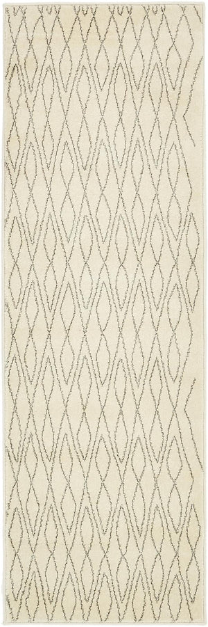 Ivory 2' x 6' 1 Fez Runner Area Rug Geometric 100% Polypropylene Easy Clean Stain Resistant Carpet for Living, Dining, Office, Dorms for Sale at Rug Engine