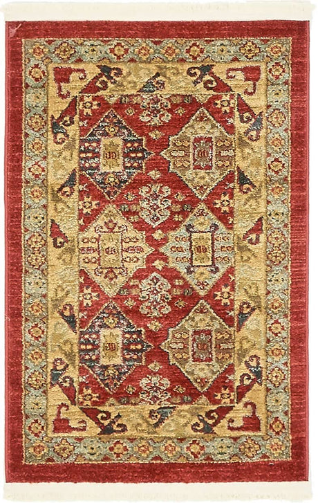 Red 2' x 3' 1 Sahand Rectangle Area Rug Affordable Easy Clean Traditional Design Durable Carpet for Home Interior Design Living Room Dining Office for Sale at Rug Engine
