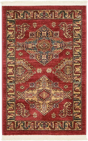 Red 2' x 3' 1 Sahand Rectangle Area Rug Affordable Easy Clean Traditional Design Durable Carpet for Home Interior Design Living Room Dining Office for Sale at Rug Engine