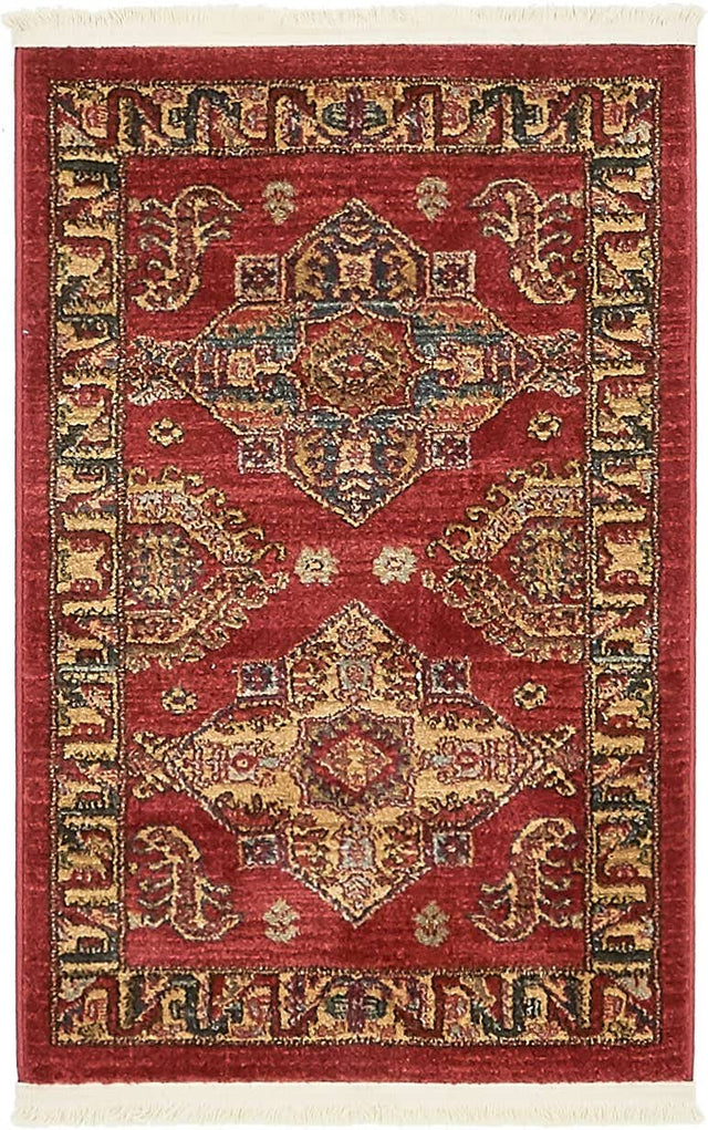 Red 2' x 3' 1 Sahand Rectangle Area Rug Affordable Easy Clean Traditional Design Durable Carpet for Home Interior Design Living Room Dining Office for Sale at Rug Engine