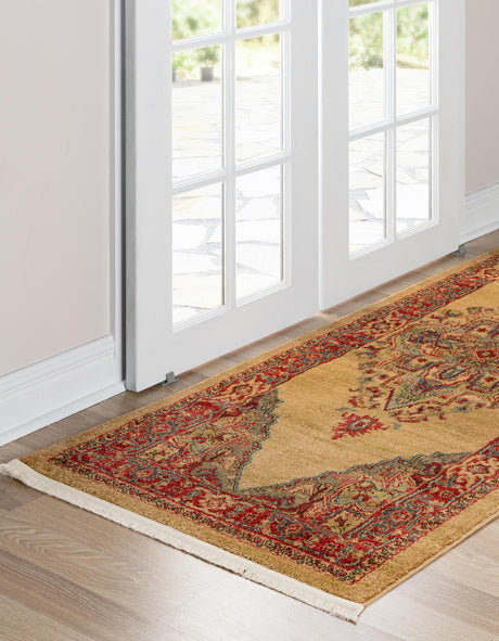 Tan 2' 7 x 10' Sahand Runner Area Rug Affordable Easy Clean Traditional Design Durable Carpet for Home Interior Design Living Room Dining Office for Sale at Rug Engine