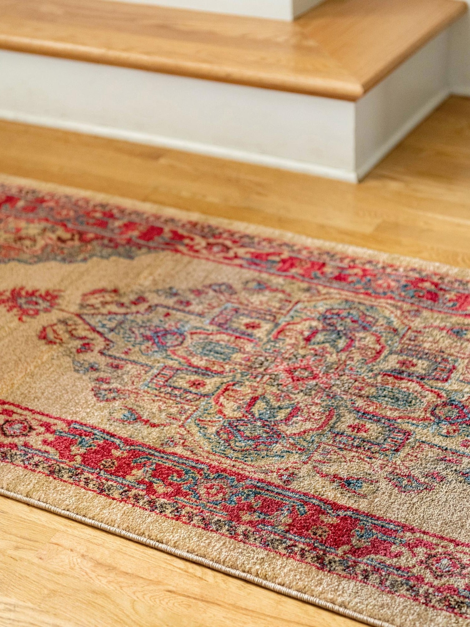 Tan 2' 7 x 10' Sahand Runner Area Rug Affordable Easy Clean Traditional Design Durable Carpet for Home Interior Design Living Room Dining Office for Sale at Rug Engine