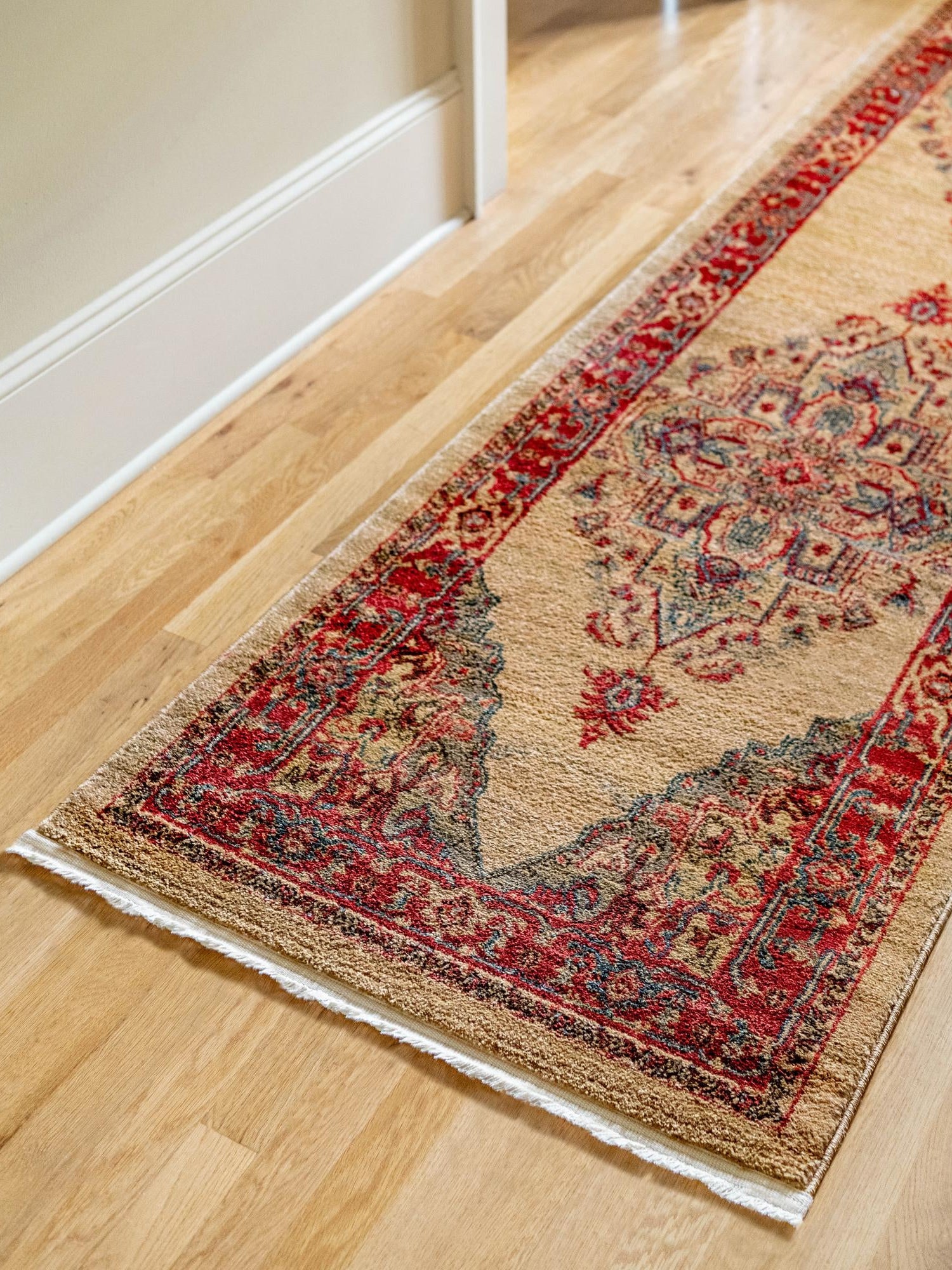 Tan 2' 7 x 10' Sahand Runner Area Rug Affordable Easy Clean Traditional Design Durable Carpet for Home Interior Design Living Room Dining Office for Sale at Rug Engine
