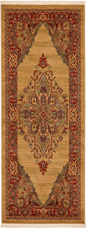 Tan 2' 7 x 7' 1 Sahand Runner Area Rug Affordable Easy Clean Traditional Design Durable Carpet for Home Interior Design Living Room Dining Office for Sale at Rug Engine