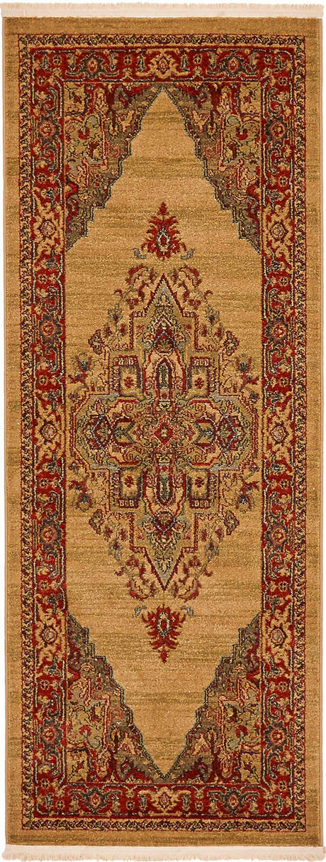 Tan 2' 7 x 7' 1 Sahand Runner Area Rug Affordable Easy Clean Traditional Design Durable Carpet for Home Interior Design Living Room Dining Office for Sale at Rug Engine
