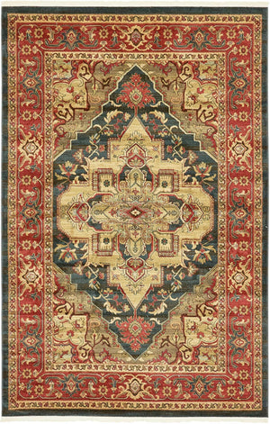 Navy Blue 6' 1 x 9' Sahand Rectangle Area Rug Affordable Easy Clean Traditional Design Durable Carpet for Home Interior Design Living Room Dining Office for Sale at Rug Engine